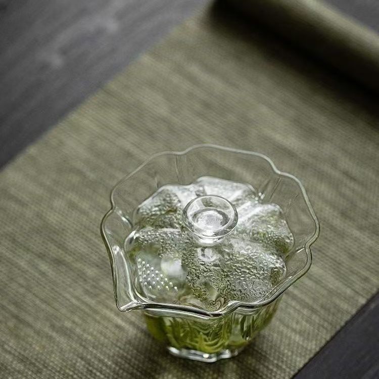 High-grade filtered heat-resistant Baicai glass handmade bowl for tea making tea bowl tea cup single kung fu tea set transparent