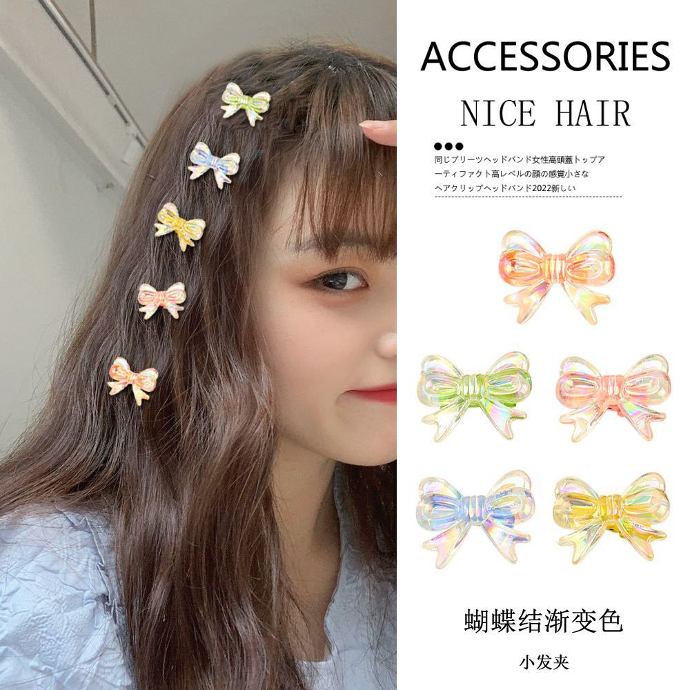 Cute Children's Bow Small Grab Clip Baby's Transparent Side Bangs Broken Hair Clip Baby's Hair Clip Hair Accessories