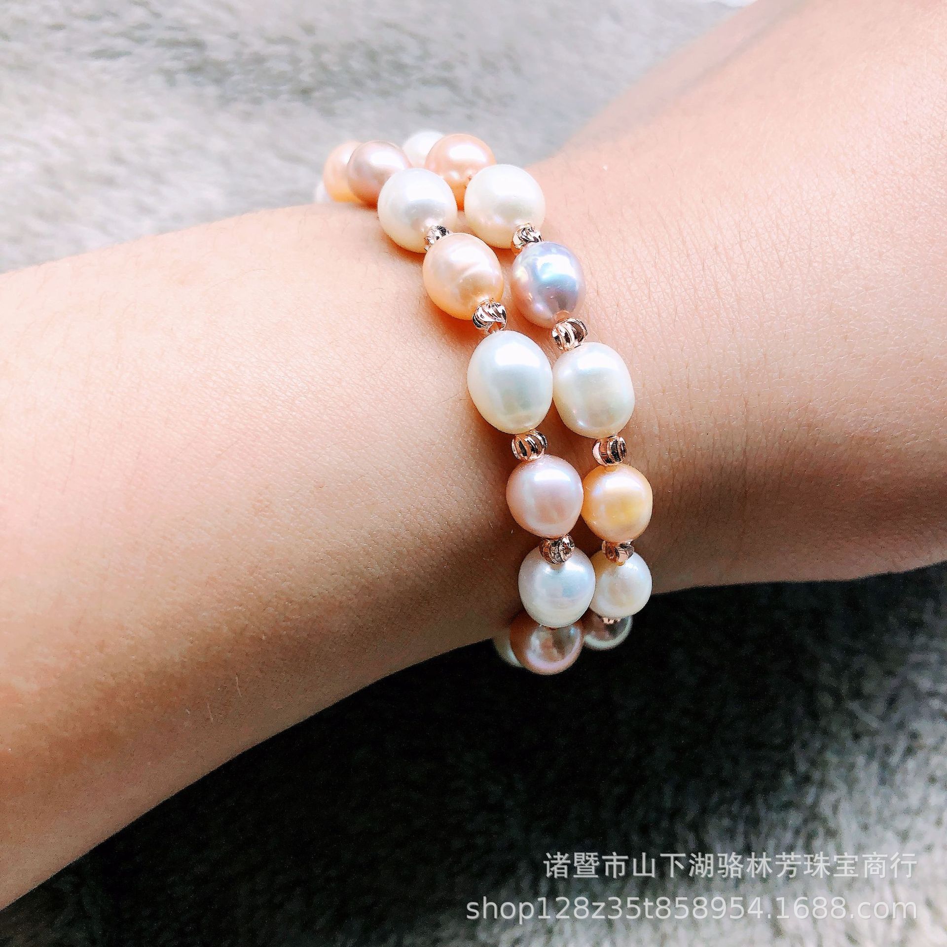 7-8mm Natural Freshwater Pearl Elastic Bead Bracelet Primary Source Korean Running Volume