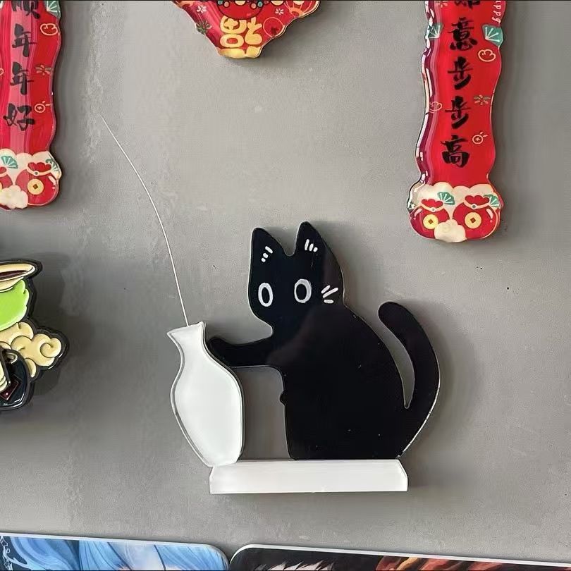 Магнит для холодильника в виде кошачьих усов с бутылочным толкателем для сбора кошачьих волос и усов, может использоваться как декоративный элемент или для аранжировки цветов