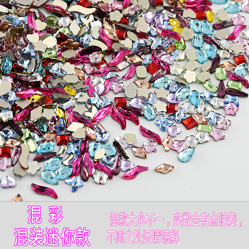 Mixed Batch K9 Glass Flash Mini Special-Shaped Flats Bottom Diamond Small White Heart Nail Art Diamond DIY Nail Art Diamond Ornaments