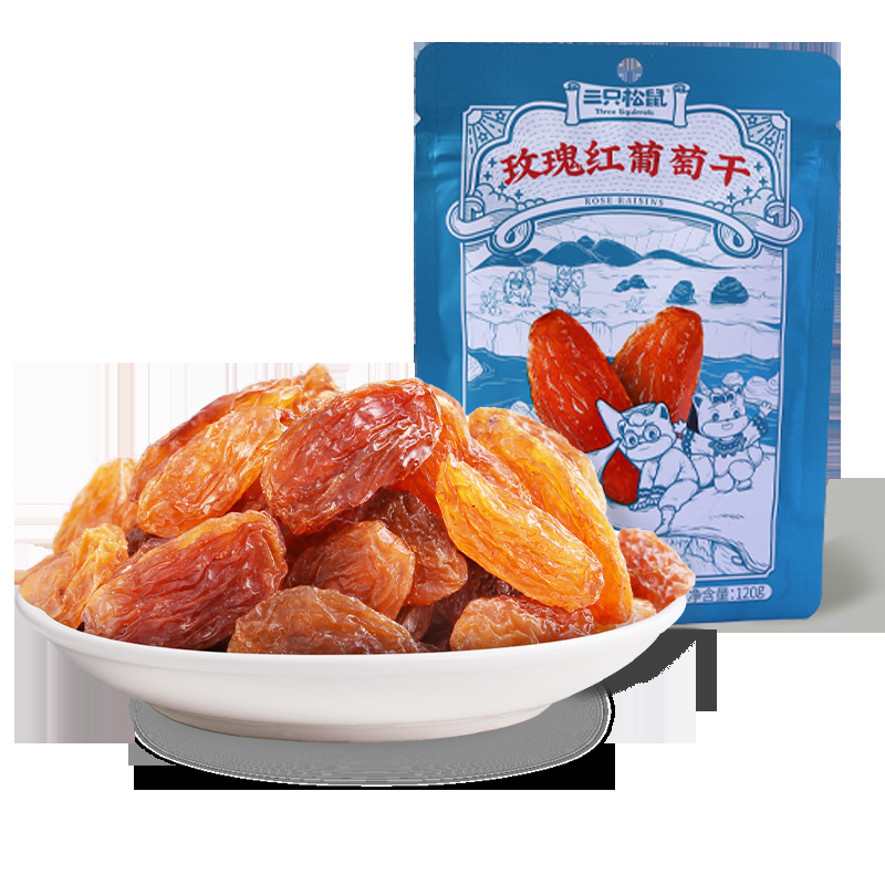 [Three Squirrels rose red raisin 120g] leisure food specialty dried fruit Xinjiang Turpan