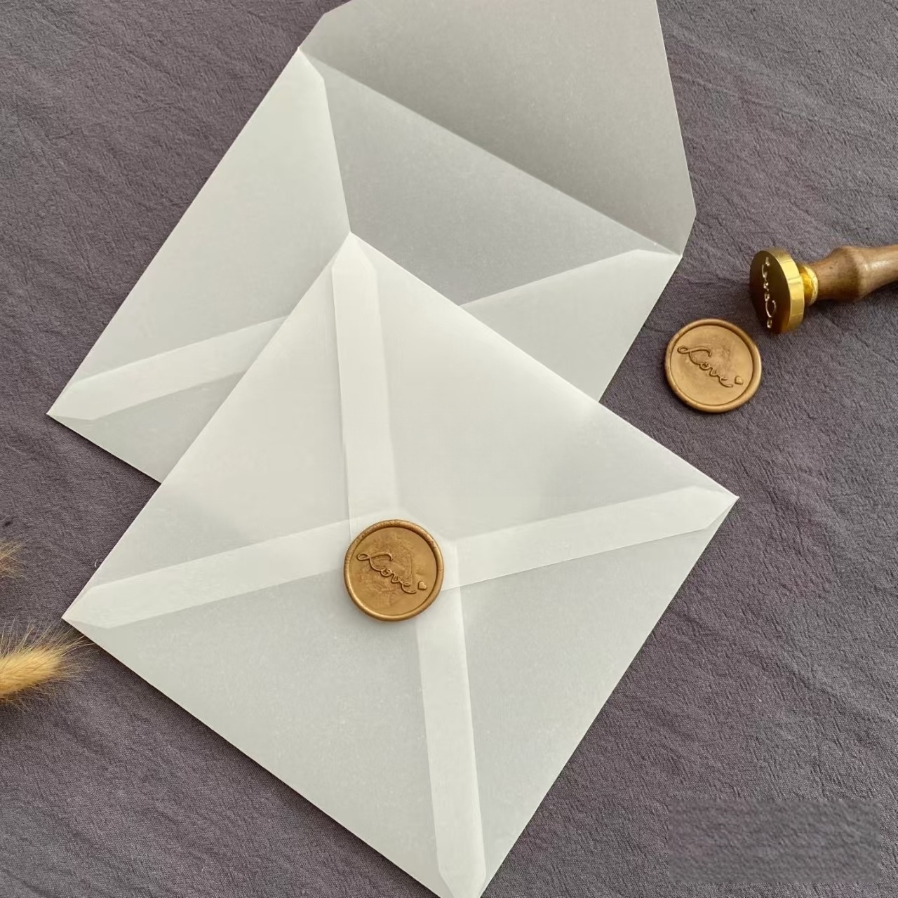 Blank Translucent Sulfuric Acid Paper Hot Stamping Envelope Western-Style Sulfuric Acid Paper Transparent Envelope Ins Simple European-Style Literary and Artistic