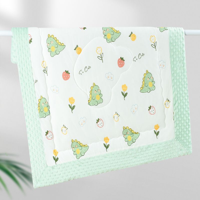 Baby Spring and Autumn Style Blanket, Thickened and Warm, Baby Comfort Blanket with Cartoon Print, Four-Season Style, Newborn Bean Velvet Blanket