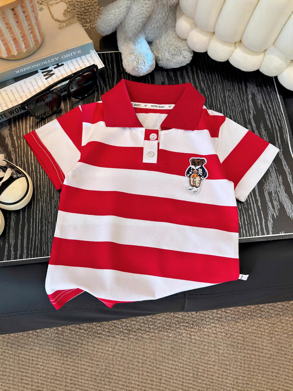 New Lapel Polo Shirt Children's Short Sleeve Cotton Top Casual Contrast Color