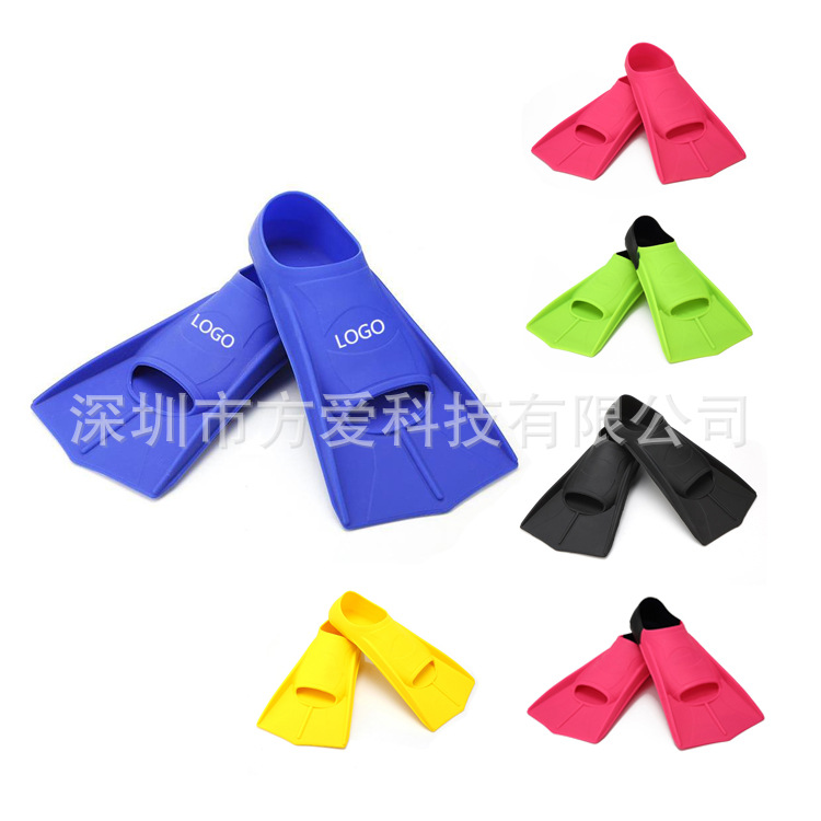 Professional swimming flippers silicone short flippers children diving frog shoes training diving equipment wholesale silicone frog shoes short