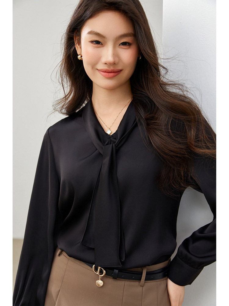 [French Temperament Satin Texture Led Shirt] Slim Show plus size Women's Fat mm2025 Spring New
