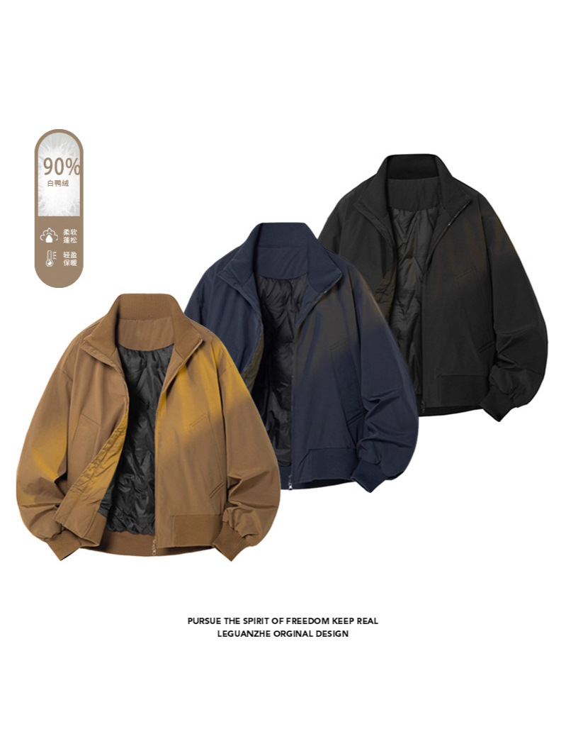 90% White Duck down American Pilot-Style down Jacket for Men, Cleanfit High-End Stylish Short Jacket