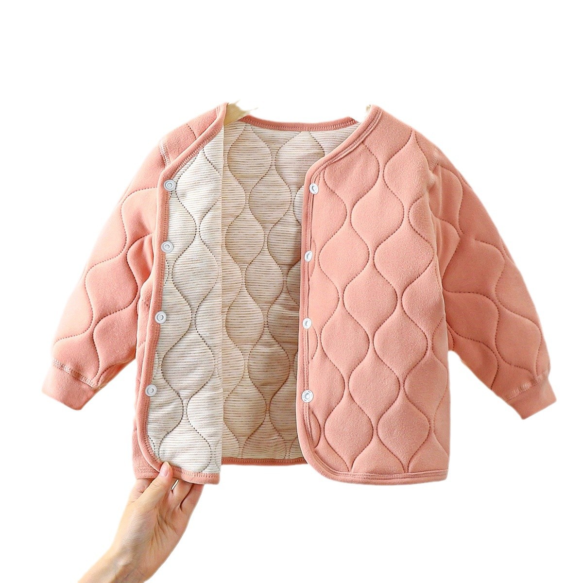 Children's warm school uniform artifact inner container autumn and winter new boys three-layer quilted girls cotton-padded children's clothing a generation of hair