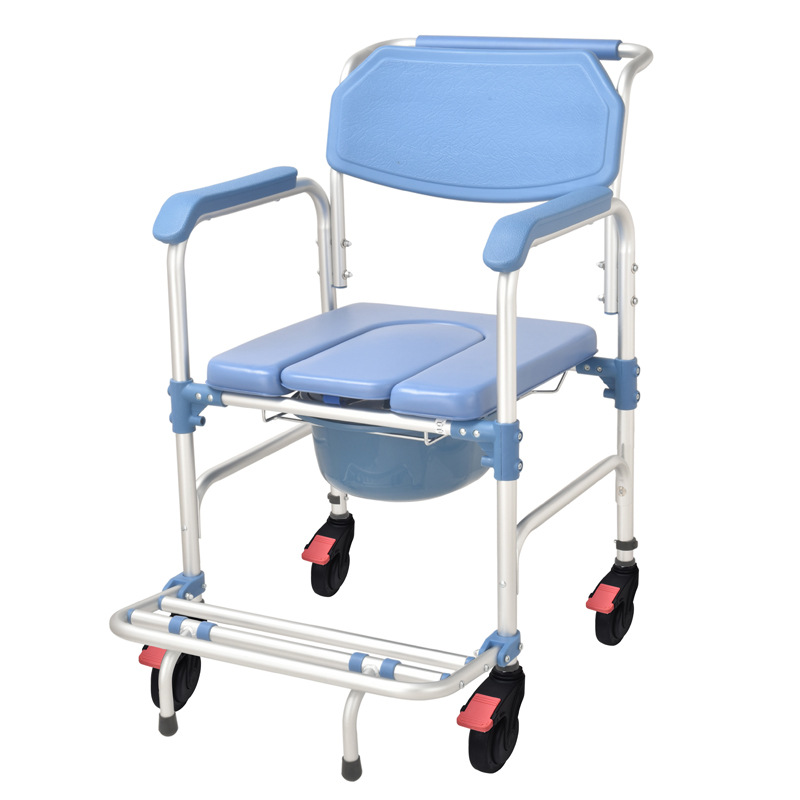 Household Multifunctional Wheeled Toilet Chair for the Elderly Bathroom Non-Slip Bath Chair Pregnant Women Folding Mobile Toilet Seat