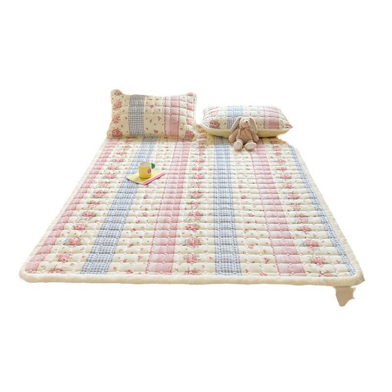 Winter thickened milk velvet thin mattress warm lamb velvet quilted bed sheet dormitory mattress single double three-piece set