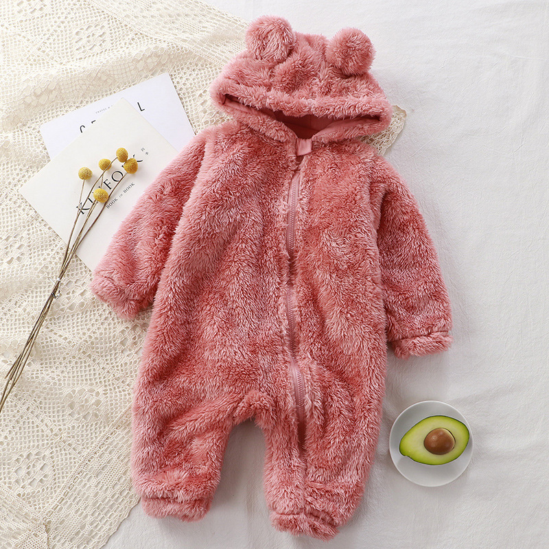 Baby Jumpsuit, Winter Outer Coverall, Kidsren's Pajamas, Bear Harem, Newborn Warm Crawling Suit, Baby Plush