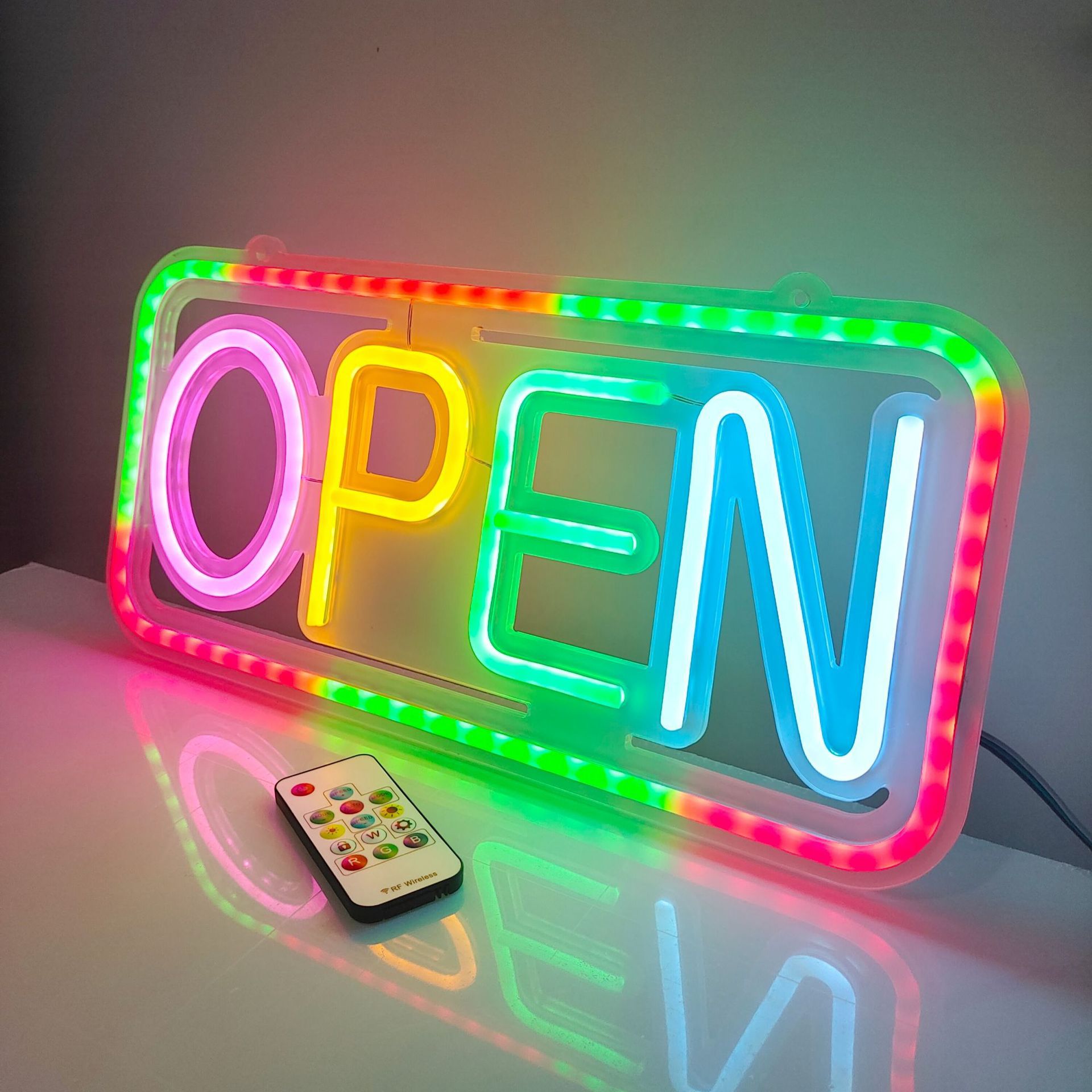 Led Neon Remote Control Open Luminous Letter Business Sign Light Colorful Flashing Decorative Light Advertising Light Board