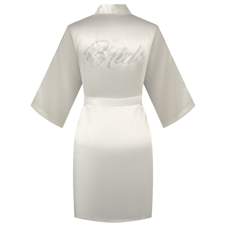 Cross-border Hot Rhinestone Morning Robe Bride Bridesmaid Group Ice Silk Hot Stamping Wedding High-end Pajamas Nightgown Women's Long Summer