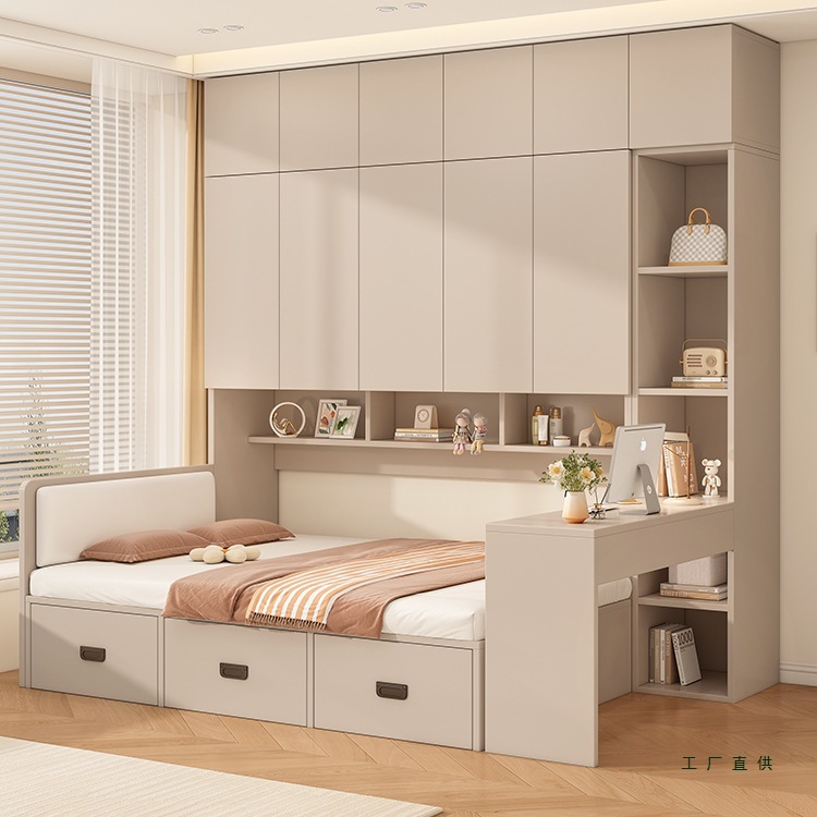 Татами шкаф-кровать с встроенным многофункциональным рабочим столом, комбинация кровати для хранения, маленькая квартира, двуспальная кровать