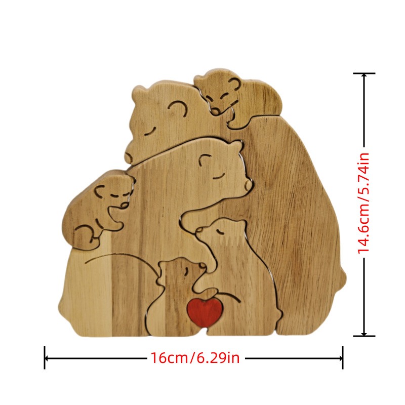 Cross-border New Wooden Puzzle Mother and Son Cross-legged Bear Warm Family Solid Wood Home Decoration Handmade Art