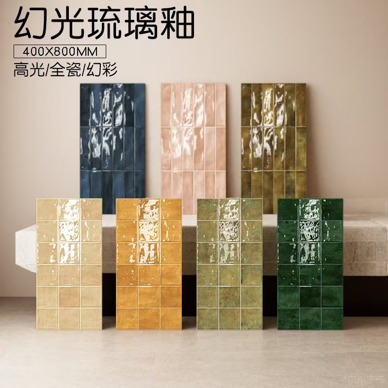 Яркие градиентные глазурованные плитки в клетку 400X800 для кухни и ванной, плитка для стен, популярная плитка для кафе B&B