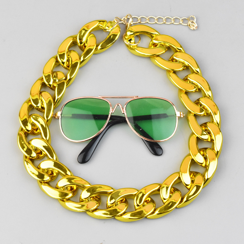Pet Fashion Necklace Method Dou Small Dog Bully Dog Gold Chain Pet Necklace Accessories