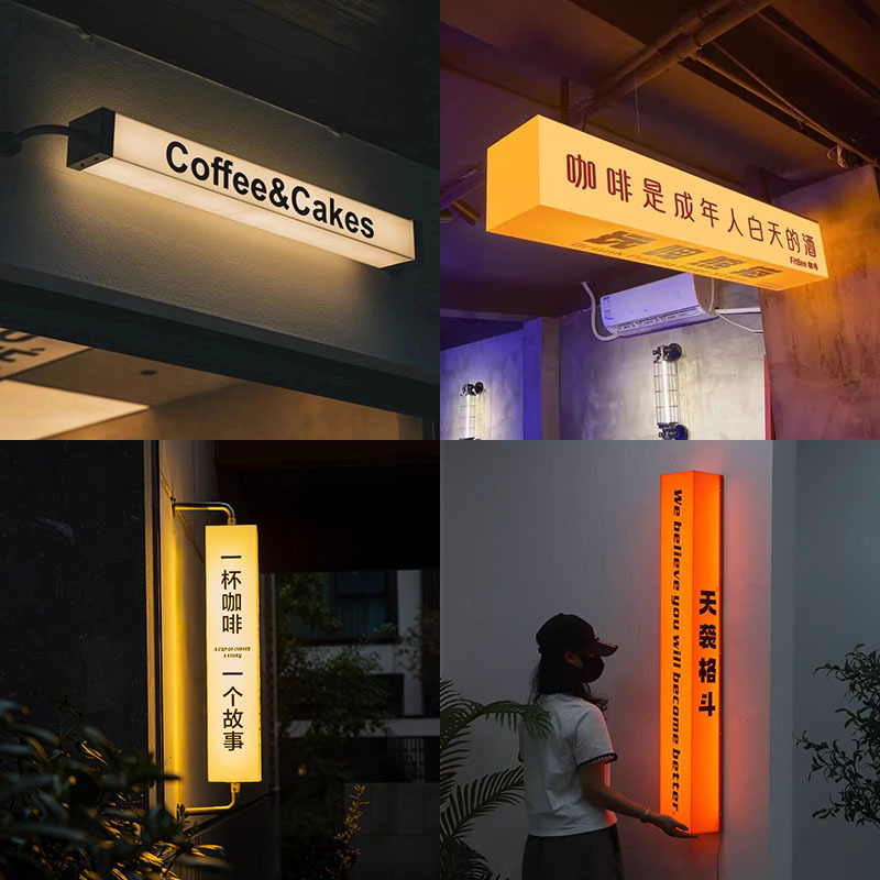 Acrylic Light Box Billboard Wall-Mounted Hanging Light Box Internet Celebrity Clothing Nail Salon Long Outdoor Luminous Door Sign