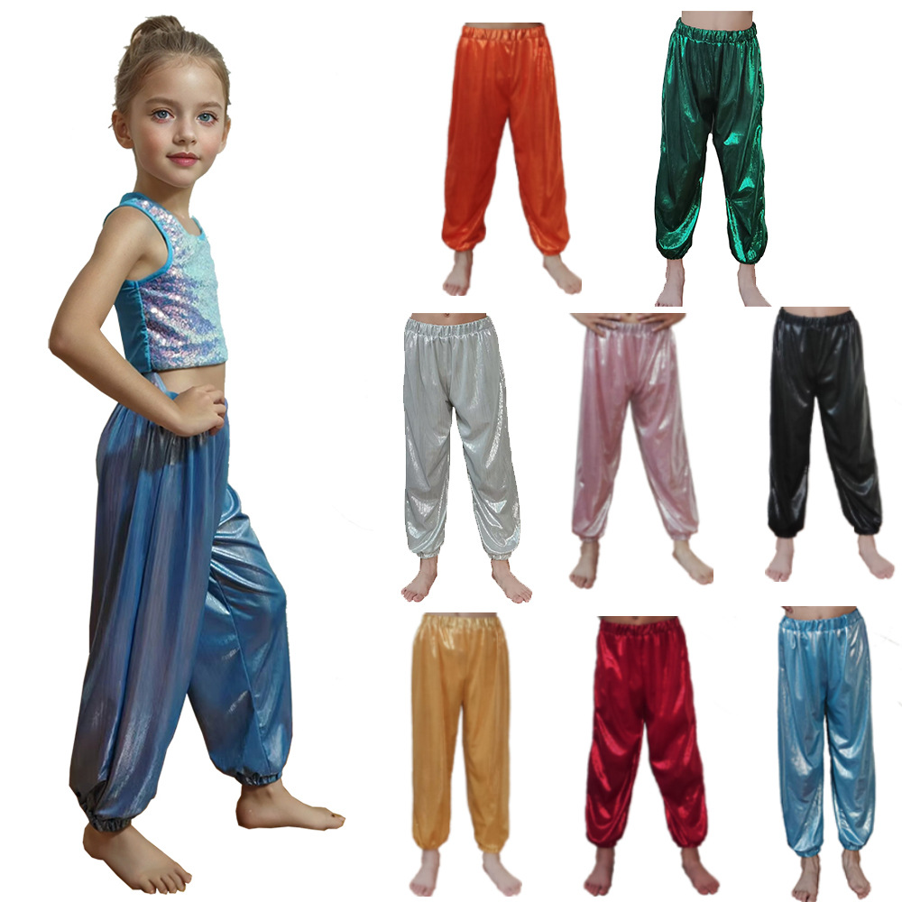 Одежда для выступлений в стиле хип-хоп и квадратного танца, брюки для детского художественного шоу, лазерные взрослые брюки с фонариками