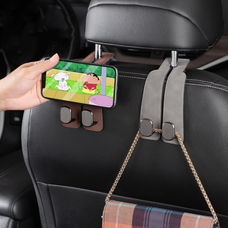 Car Hook Foil Leather Car Seat Hook Head Car Rear Headrest Storage Metal Small Hook