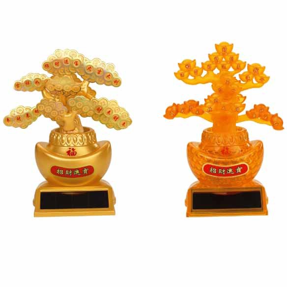 Cross-Border New Product Solar Money Tree Linkage Swinging Fortune Ingot Tree Money Tree Housewarming Opening Car Ornaments