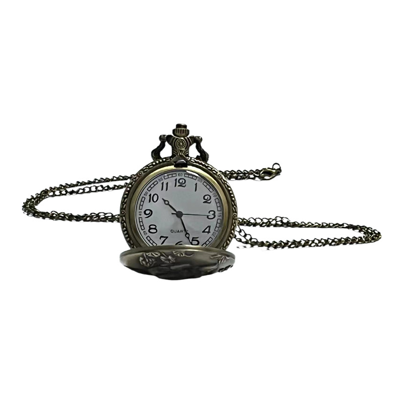 Wholesale large antique twelve zodiac quartz flip commemorative pocket watch three-dimensional relief universal hanging watch necklace