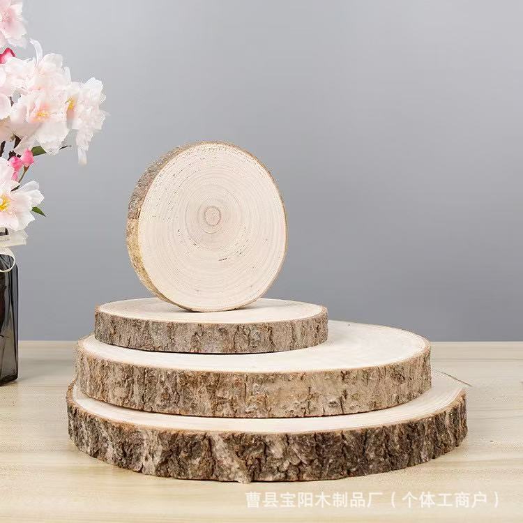 Paulownia Wood Chips Round Wood Chips DIY Hand Painting Materials Handmade Logs Wood Chips Kindergarten Decoration Annual Ring Wood