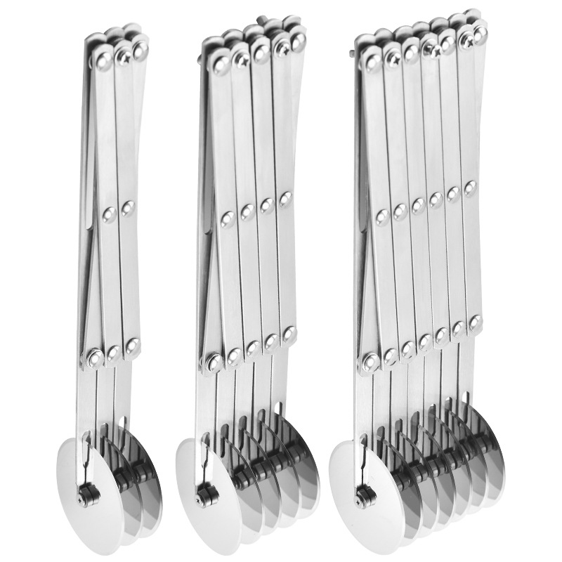 Multi-function pizza knife retractable multi-wheel oil stick knife roller knife pancake cutter single-head stainless steel noodle cutter in stock