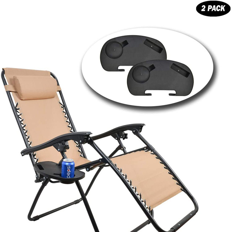 Outdoor Folding Recliner Cup Holder Tray with Water Cup Slot and Phone Slot Recliner Accessories