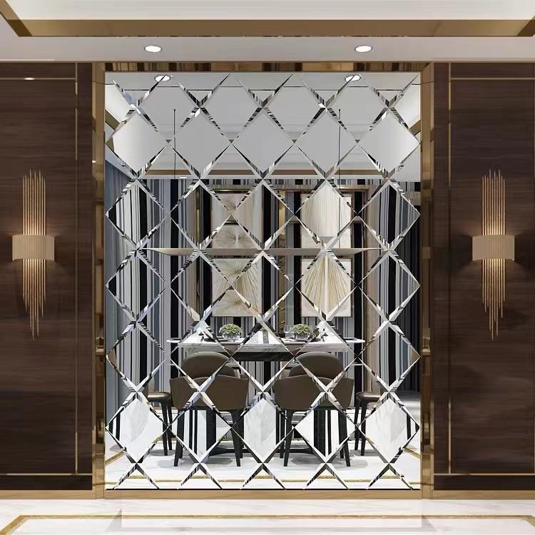 Декоративное стекло для фона стен в гостиной, зеркало с серым покрытием, зеркало с ромбовидной гравировкой для чайных столиков, фабричный магазин