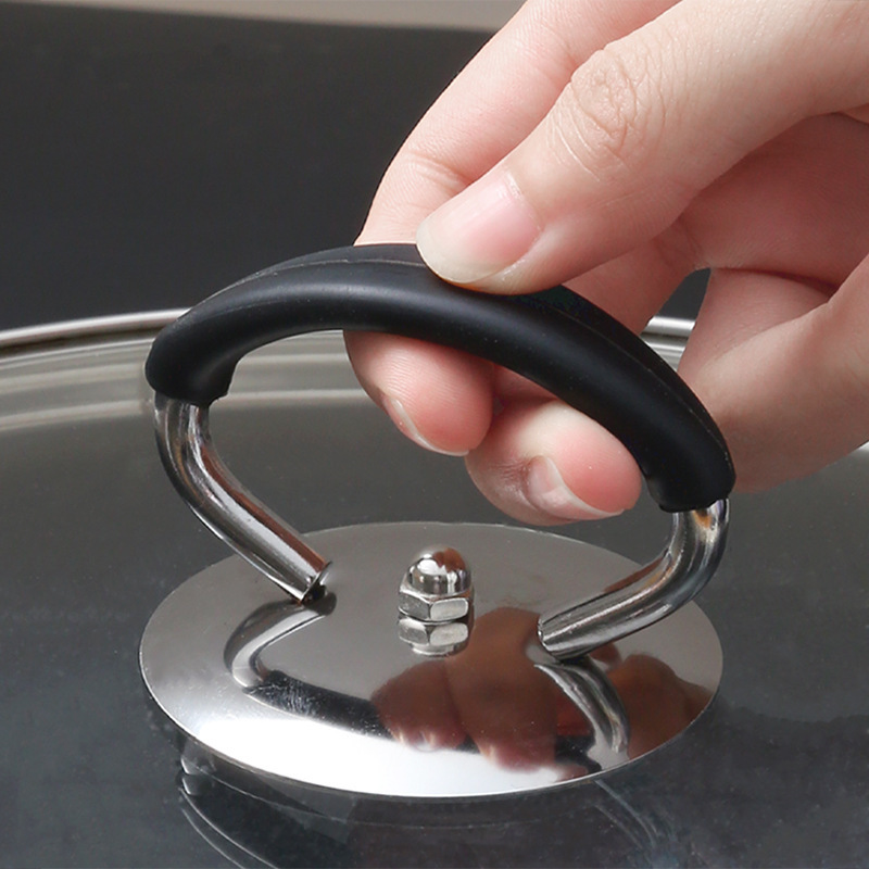 Universal Pot Lid Handle Stainless Steel Silicone Anti-Scalding High Temperature Resistant Household Pot Lid Handle Glass Head Handle Pot Button
