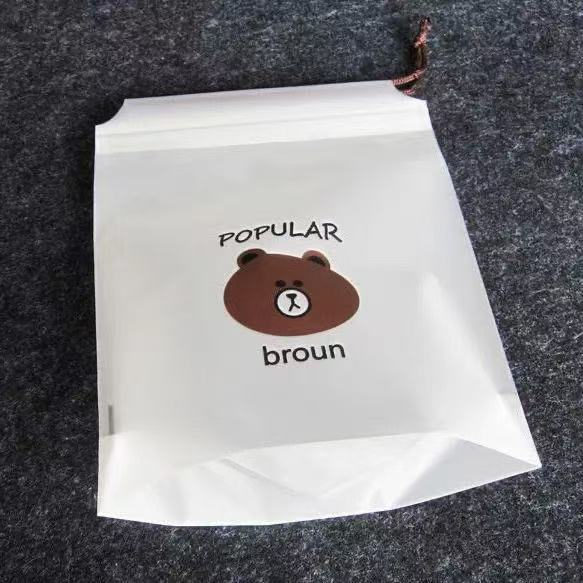 Frosted Bear Drawstring Bag for Clothes and Shoes, Dustproof Drawstring Packaging Bag for Socks and Underwear, Travel Storage Bag