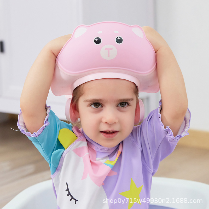 Rainbow Bear Children's Shower Cap Sunflower Baby Shampoo Cap Bath Cap Soft Rubber Adjustable Shower Cap Children