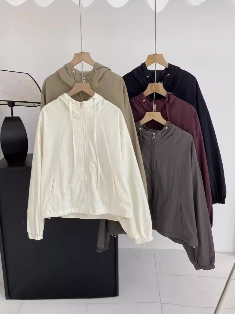 Korean-style Short Sunscreen Coat Women's 2025 Summer Thin High-end All-match Drawstring Casual Jacket Trendy Top