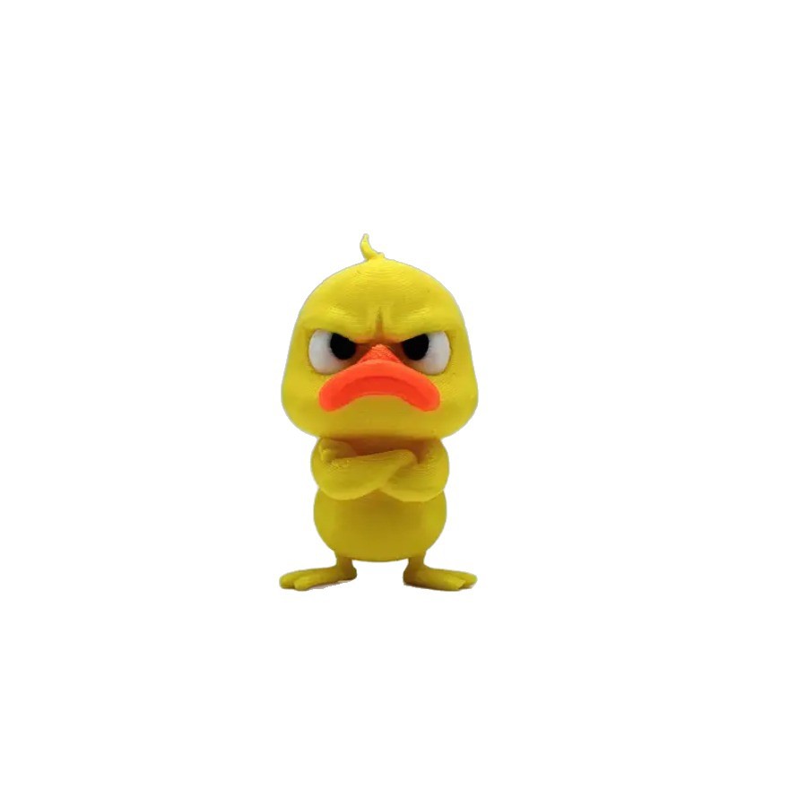 Angry Little Yellow Duck Figurine - Angry Expression Funny Duck Ornament with Vivid Face