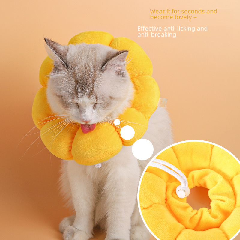 Spot Sunflower Elizabeth Ring Cat Collar Pet Dog Neck Neck Sterilization Shame Ring Anti-Lick Anti-Scratch Sleeve