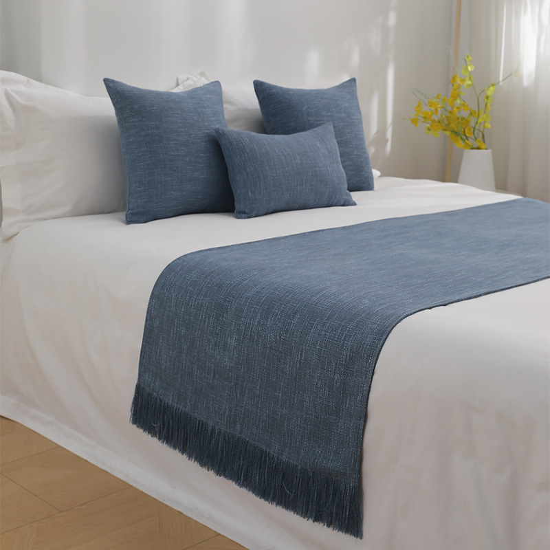 Полотенце для кровати с флагом, грубый лен, однотонное, с кисточками, легкая роскошь, современное оформление, оптовая продажа для отелей