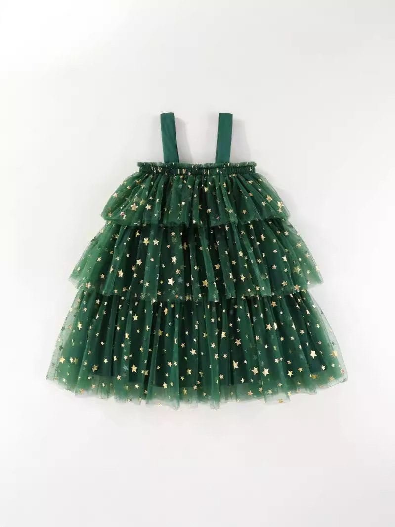 Foreign Trade Popular Holiday Style Christmas Tree Skirt Children's Cake Suspender Mesh Dress