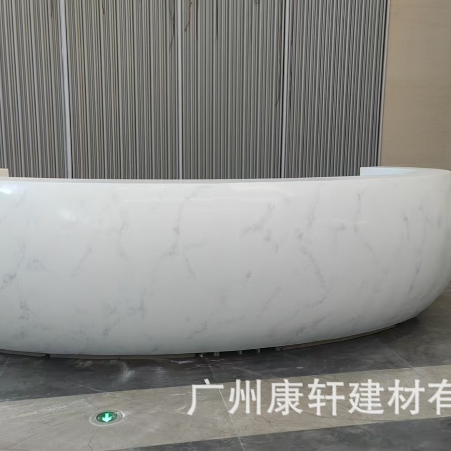 Обработка искусственного камня на заводе, консультационный стол из акрила, бесшовный приемный стол из искусственного камня