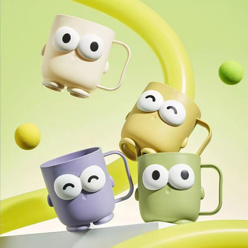 Toothbrush Cup, Mouthwash Cup, Toothbrushing Cup, Student Toothbrush Cup, Plastic Big Eyes, Thickened Expression, Cute Handle, Wash Cup