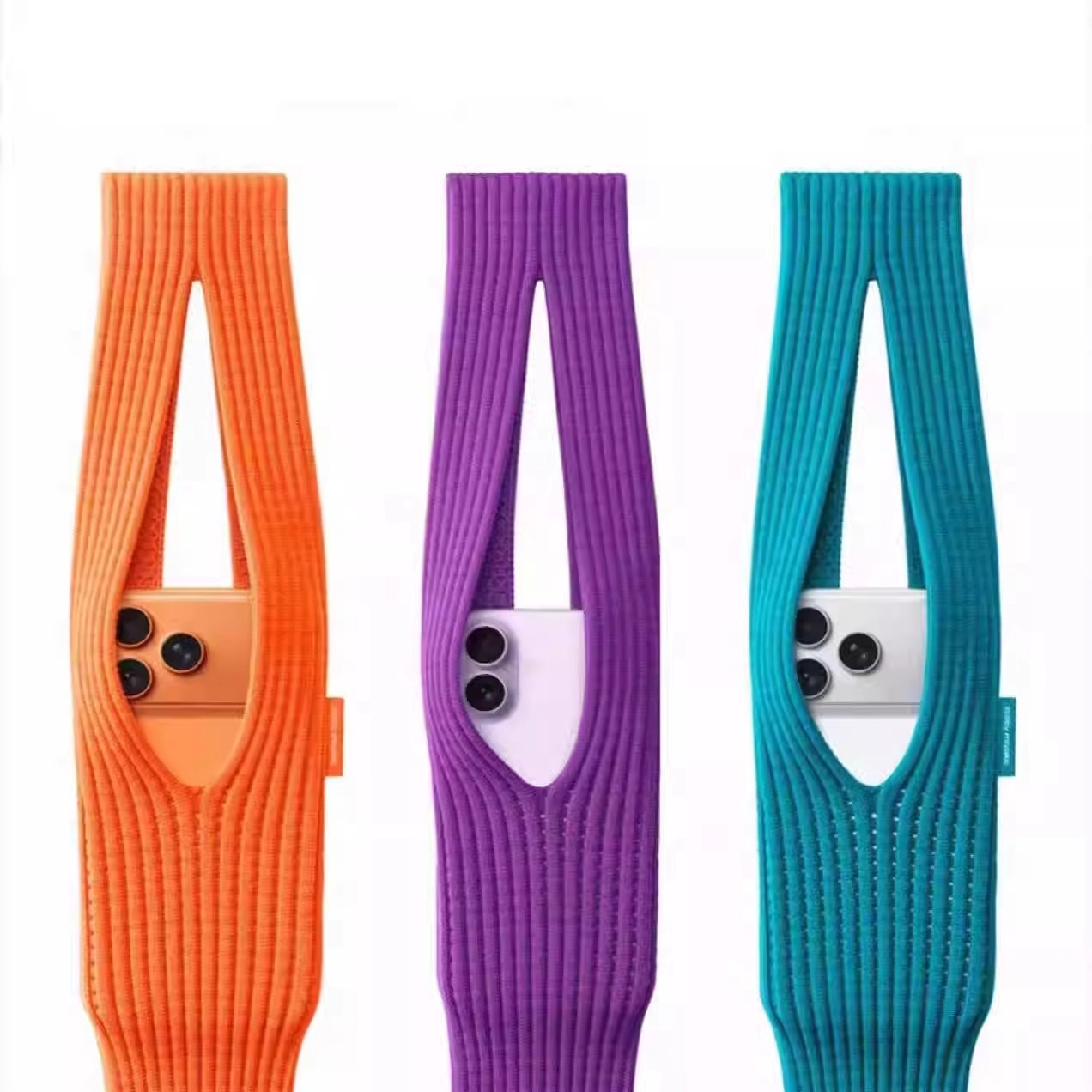 Knitted Mobile Phone Bag Crossbody Portable Fashionable Contrasting Color Mobile Phone Bag Unisex Trendy Mobile Phone Case