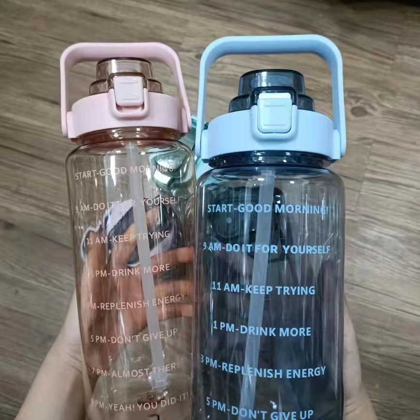 2000ml reminder to drink water plastic sports water cup with scale water bottle portable space Cup large capacity water bottle