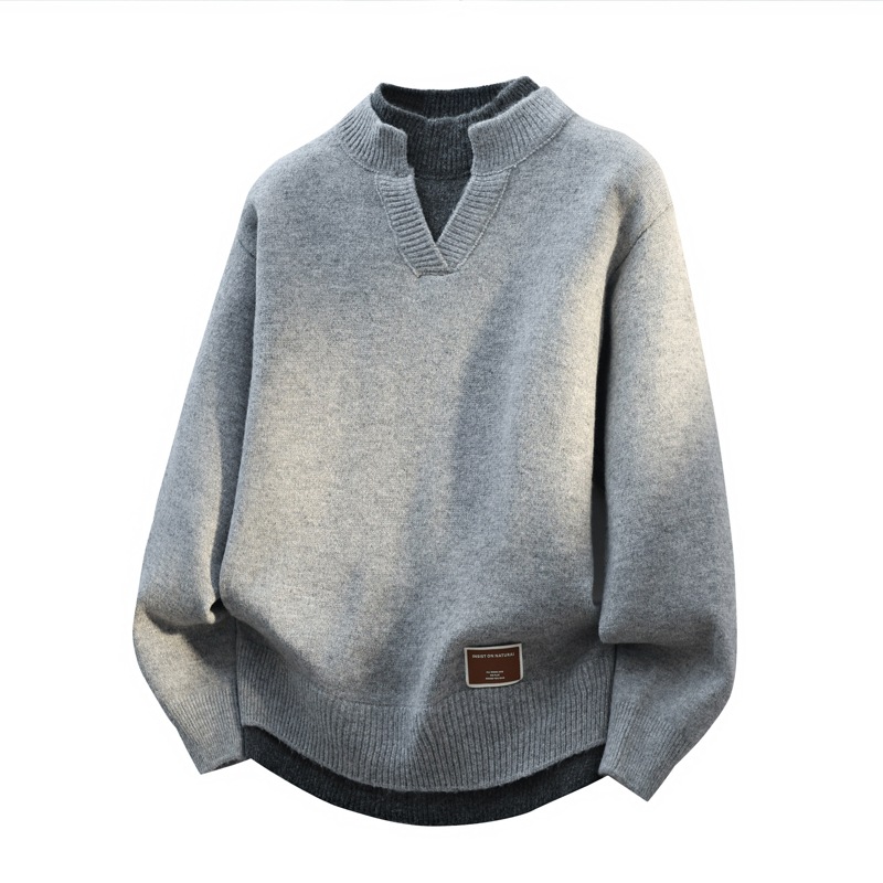 Фальшивый двухслойный мужской свитер осень-зима 2025 новый утолщенный повседневный теплый свитер зимняя одежда