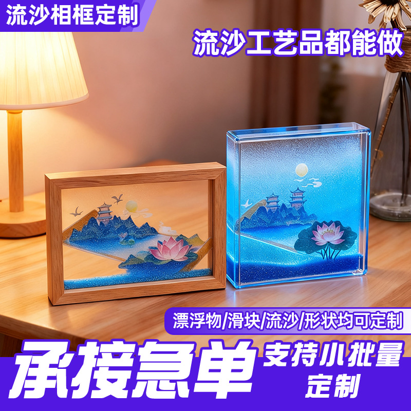 Новая рамка для фото с жидким песком, кастомизированные анимационные звезды, подарки, украшения