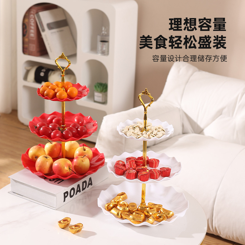 Light Luxury Snack Plate, Three-Layer Fruit Plate, Scandinavian Style Snack Plate, Plastic Fruit Plate, Dried Fruit Plate, Hotel Living Room