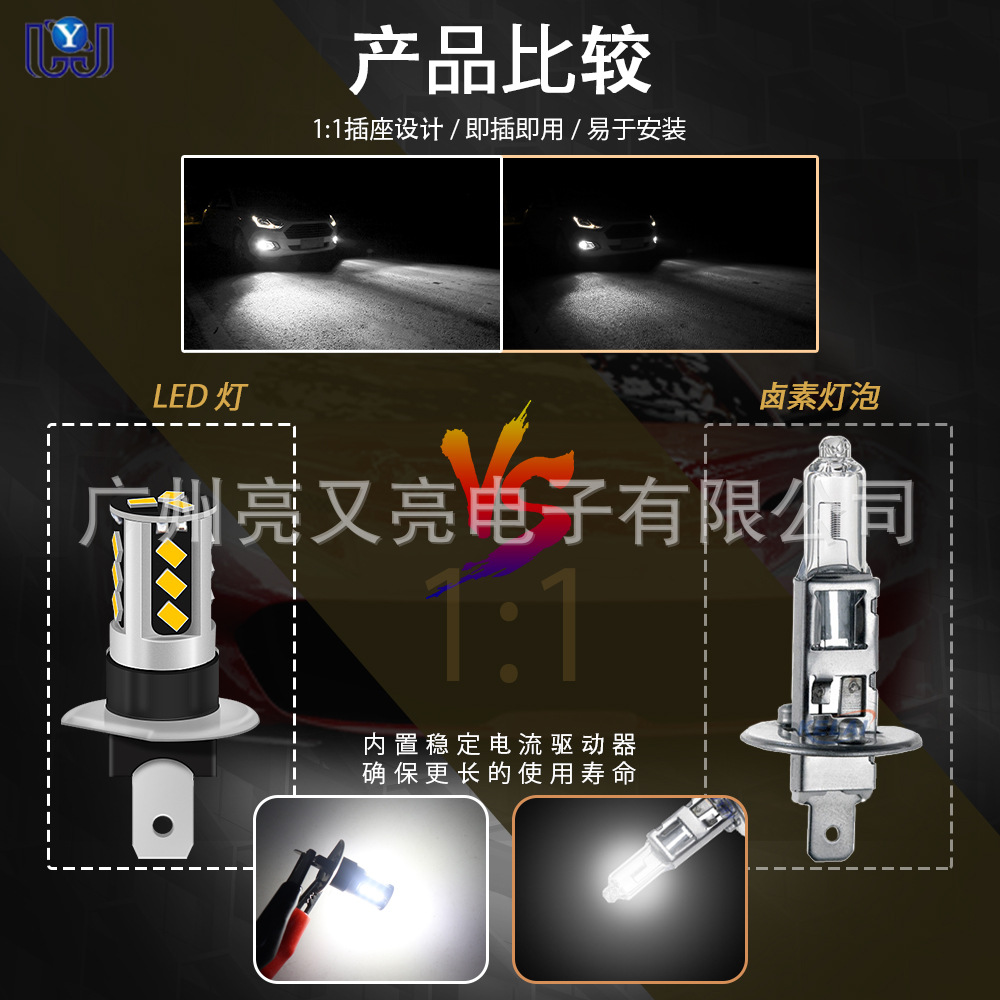 New car LED fog lamp H1/H3 3020 15SMD bright LED front anti-fog lamp modified headlight