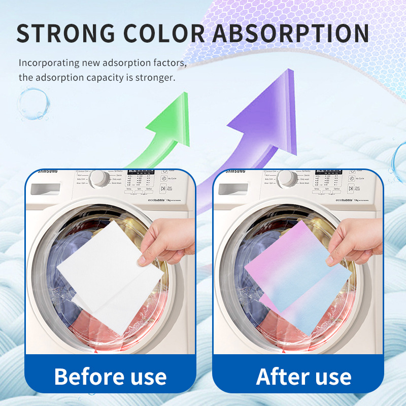 Cross-border 50 pieces of color-absorbing film anti-cross-color non-dyeing shuffling laundry film color-absorbing paper household washing machine clothing prevention
