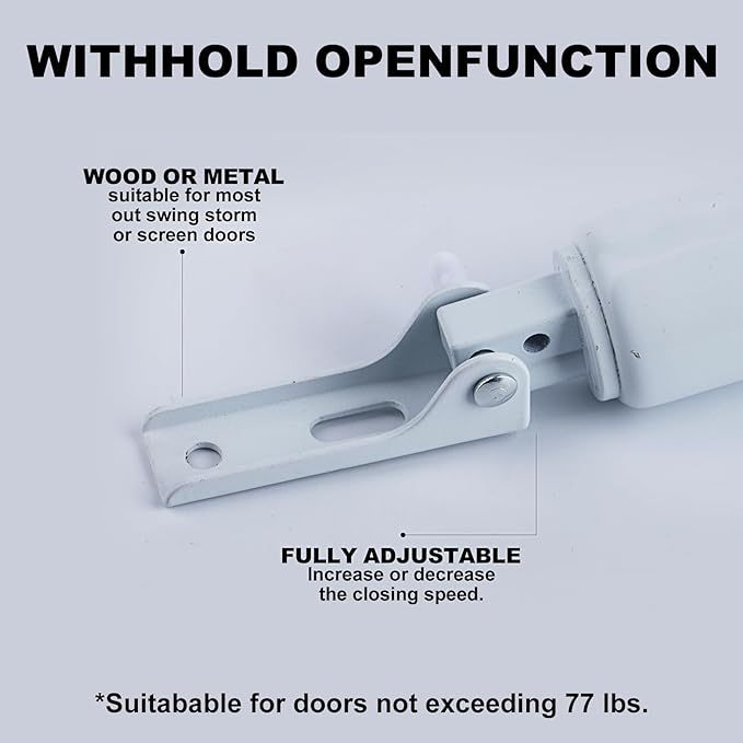 Window Closing Security Seal Adjustable Closing Buffer Speed Closer Screen Door Closing Pneumatic Door Holder