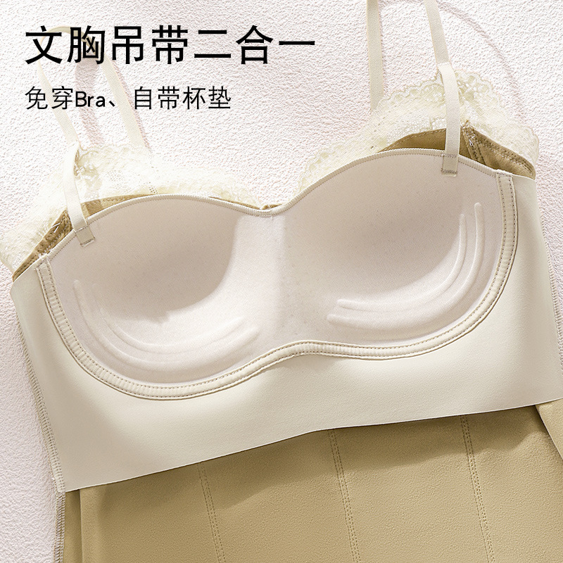 Pure Desire Sexy French Lace Lingerie for Women, Hollow Out Camisole with Chest Pads, Suitable for Outerwear or Inner Wear, Vest-Style Bra